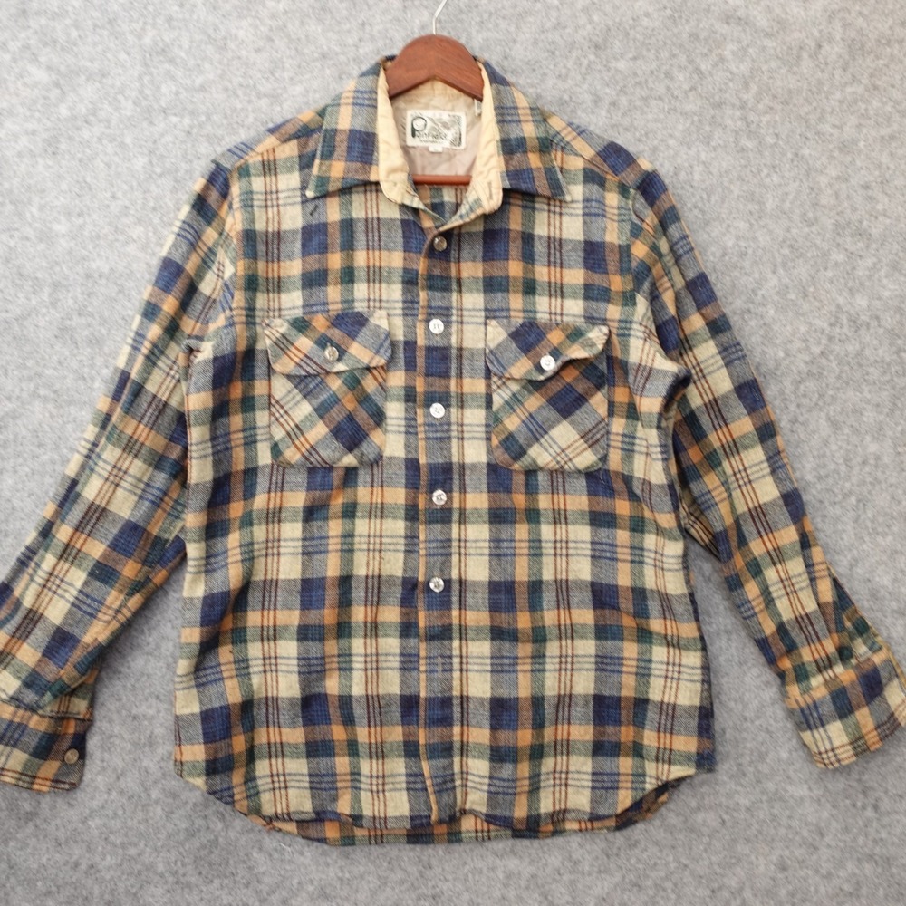 Vintage Penfield Trailwear Shirt Mens S Blue Wool Flannel Plaid Shacket Washable